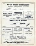 Rock Ridge Hatchery, Schoen's, Lohmann Chevrolet, Christensen Motors, A.H. Erickson, Steve S. Pyle, Big Stone County 1950